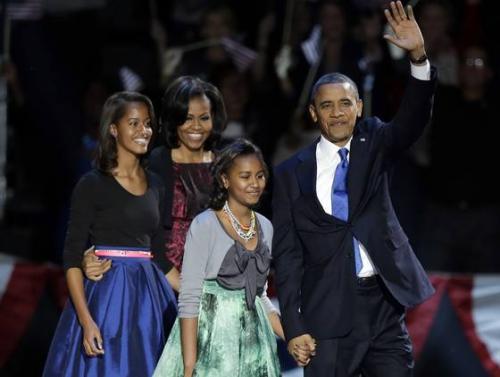 The Obama's at the 2012 election victory celebration